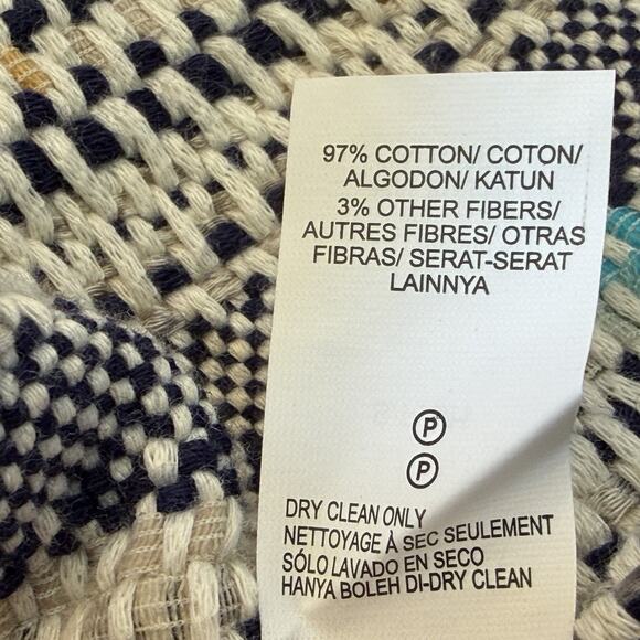 Lucky Brand Pottery Open Front Sweater Cardigan Womens Sz Small Blue Cream Knit - Picture 6 of 6